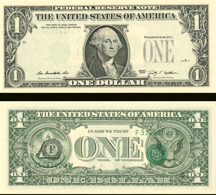 Paper Money Error - $1 2nd Printing at Back